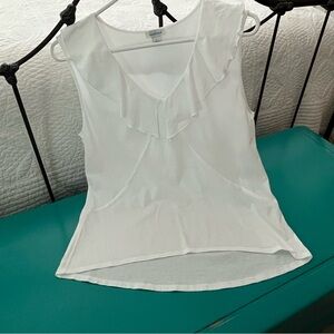 NWOT Sundance Abby Ruffle Sleeveless Tee White Top
